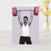 Carte Strong Man Pink Pop Art Card (Fleur jaune)