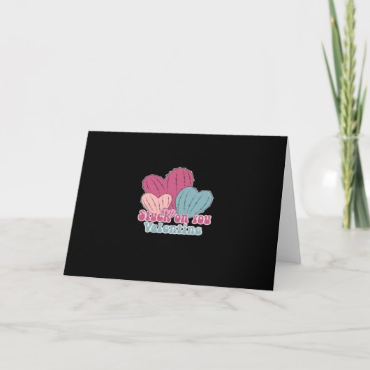 Carte Stuck On You Valentine Funny Cactus Cute Design (Devant)
