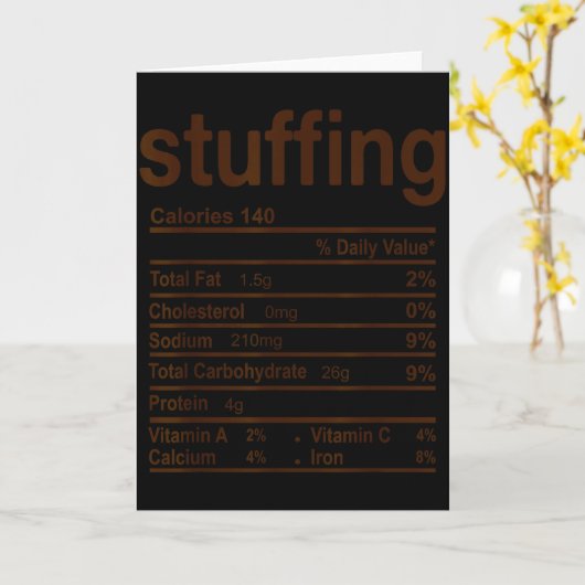 Carte Stuffing Nutrition Facts Funny Thanksgiving Food C (Fleur jaune)