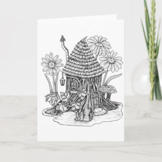 Carte Stump Fairy House Color it Yourself Blank Greeting