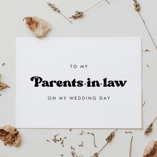 Carte Style à mes beaux-parents le jour de mon mariage
