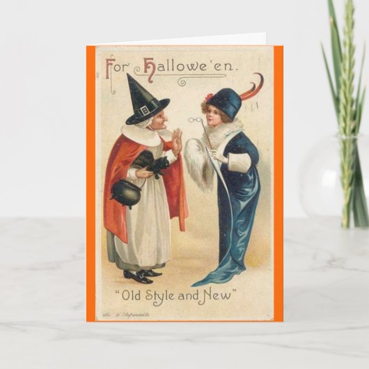 Carte Style ancien et nouveaux souhaits de Halloween (Devant)