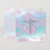 Carte Style Argent RN Caduceus Médicale Mère Pearl (Devant / Derrière)