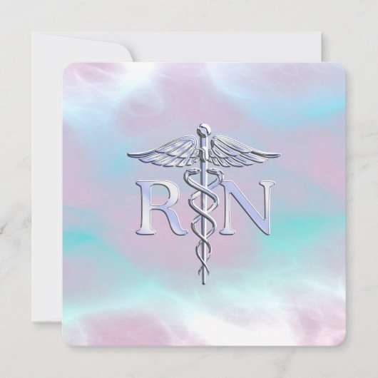 Carte Style Argent RN Caduceus Médicale Mère Pearl (Devant)