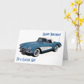 Carte *STYLE CORVETTE* Anniversaire Souhaite À UN HOMME  (Fleur jaune)