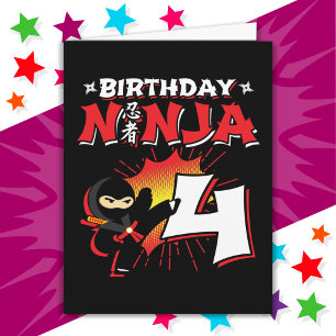 Carte Style de livre de bande dessinée 4 ans Ninja 4e an