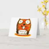 Carte style dessin animé castor porte un message d'anniv (Fleur jaune)
