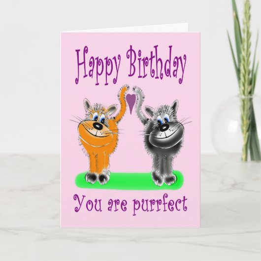 Carte Style Dessin Anniversaire Fluffy Cat Couple (Devant)