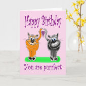 Carte Style Dessin Anniversaire Fluffy Cat Couple (Fleur jaune)