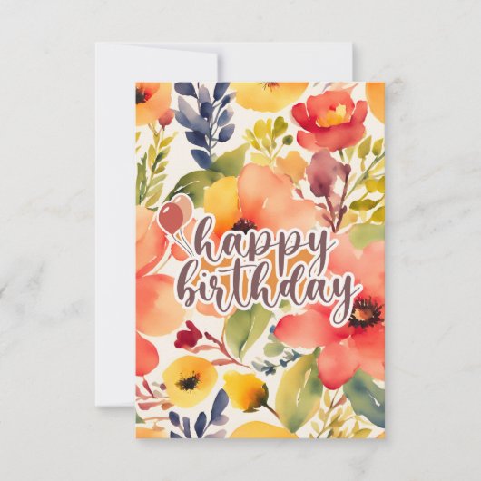 Carte style fleurs d'aquarelle (Devant)