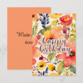 Carte style fleurs d'aquarelle (Devant / Derrière)