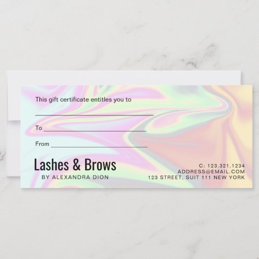 Carte Style moderne élégant holographique cils & sourcil (Dos)