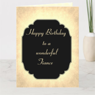Carte Stylé moderne noir et or Fiance d'anniversaire