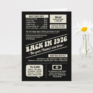 Carte Style Rétro, Retour en 1976, Faits Amusants 50e An