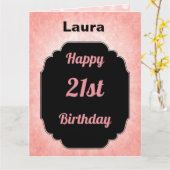 Carte Style rose et noir 21e anniversaire (Fleur jaune)
