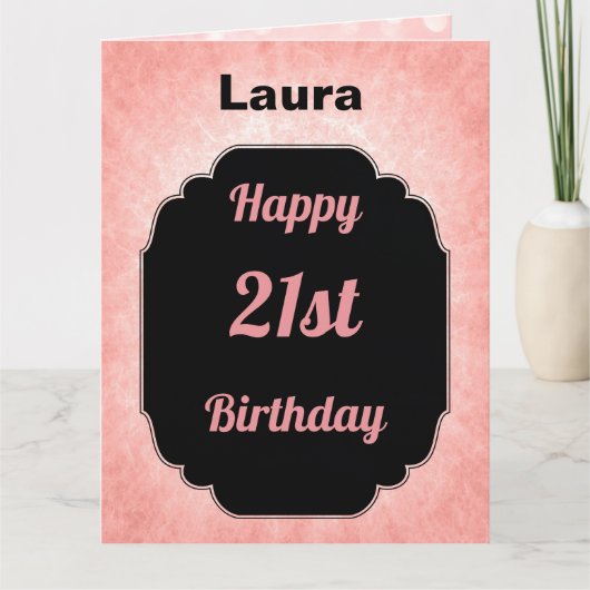 Carte Style rose et noir 21e anniversaire (Devant)