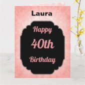 Carte Style rose et noir 40e anniversaire (Fleur jaune)