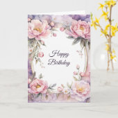 Carte Style rose Peony Oval Frame Anniversaire (Fleur jaune)