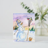 Carte style russe de Noël snowman (Debout devant)
