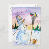 Carte style russe de Noël snowman (Devant / Derrière)