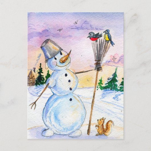 Carte style russe de Noël snowman (Devant)
