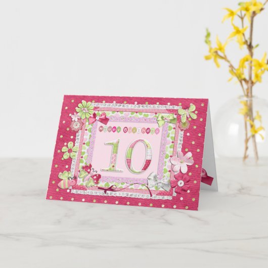 Carte Style scrapbooking 10e anniversaire (Fleur jaune)