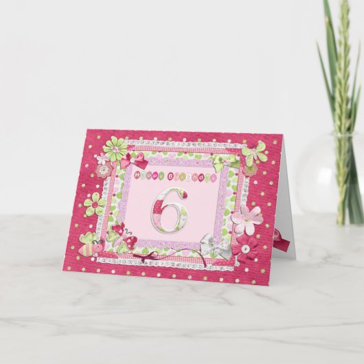 Carte style scrapbooking 6e anniversaire (Devant)