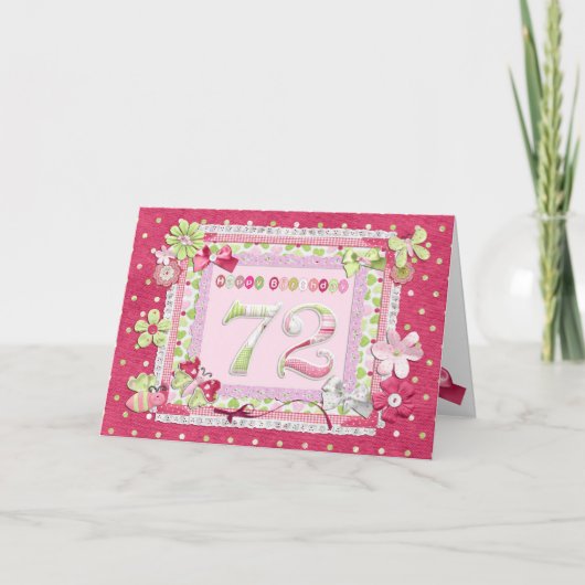 Carte Style scrapbooking 72e anniversaire (Devant)