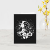 Carte Style tatouage rétro Anglais Springer Spaniel Chie (Fleur jaune)