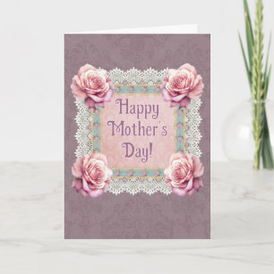 Carte Style victorien personnalisé Fête des Mères Mauve
