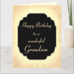 Carte Style vintage Birthday Grandson<br><div class="desc">Design élégant et chic Happy Birthday Grandson design Carte de voeux.</div>