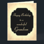 Carte Style vintage Birthday Grandson<br><div class="desc">Design élégant et chic Happy Birthday Grandson design Carte de voeux.</div>