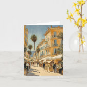 Carte Style vintage Cannes Français Aquarelle (Fleur jaune)