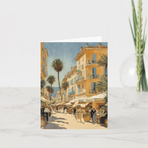 Carte Style vintage Cannes Français Aquarelle