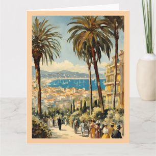 Carte Style vintage Cannes Français Aquarelle