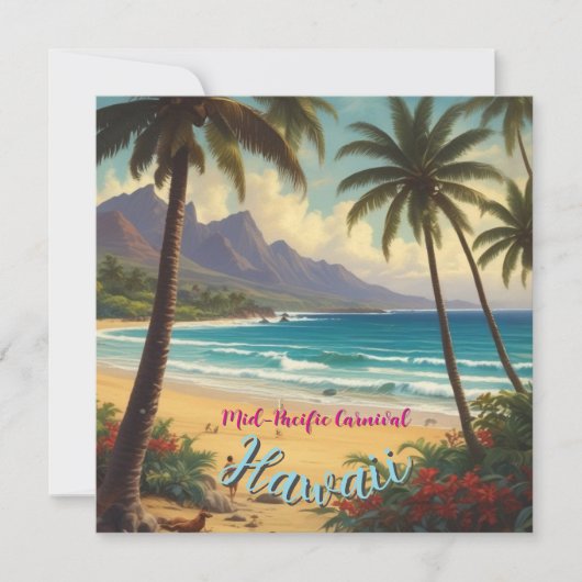 Carte Style Vintage Hawaïen Voyage Honolulu Mid-Pacific (Devant)