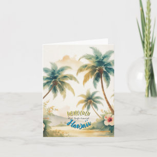 Carte Style vintage Hawaiian Seascape Palms Travel Art