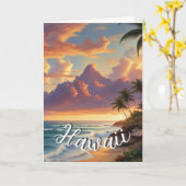 Carte Style vintage Hawaiian Travel Honolulu Mid-Pacific (Fleur jaune)