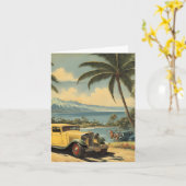 Carte Style vintage Hawaiian Travel Honolulu Mid-Pacific (Fleur jaune)
