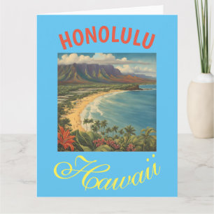 Carte Style vintage Hawaiian Travel Honolulu Mid-Pacific