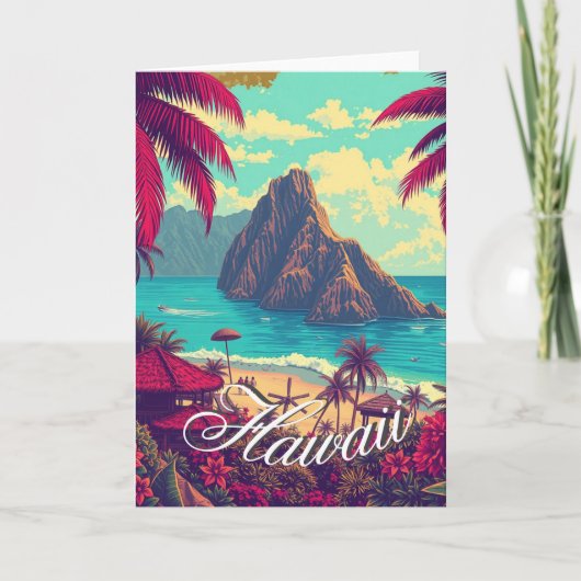 Carte Style vintage Hawaiian Travel Honolulu Mid-Pacific (Devant)