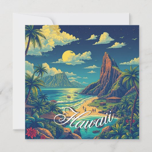Carte Style vintage Hawaiian Travel Honolulu Mid-Pacific (Devant)