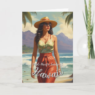Carte Style vintage Hawaiian Travel Honolulu Mid-Pacific