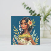 Carte Style vintage Hawaiian Travel Honolulu Mid-Pacific (Debout devant)