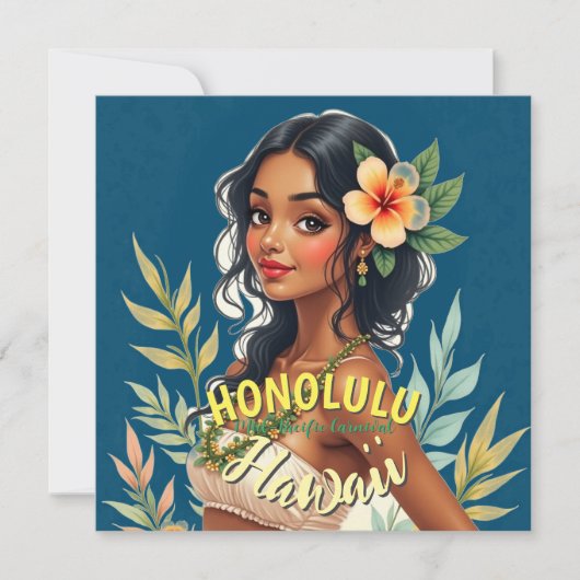 Carte Style vintage Hawaiian Travel Honolulu Mid-Pacific (Devant)