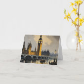 Carte Style vintage Londres Voyager Big Ben Parlement (Fleur jaune)