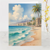 Carte Style vintage Monte Carlo Beach Travel (Fleur jaune)