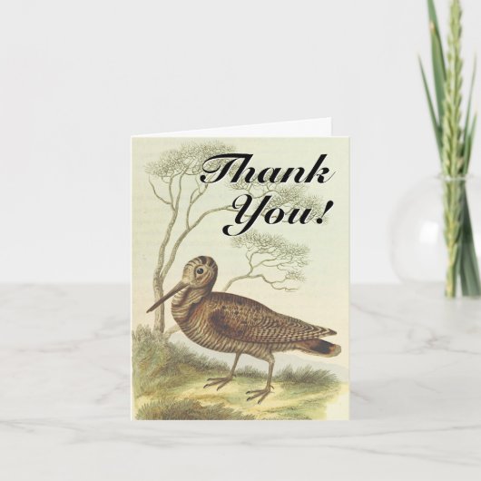 Carte Style vintage, Oiseau, "Merci !" (Devant)
