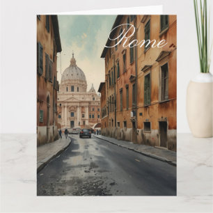 Carte Style Vintage Rome Voyage Aquarelle Italienne