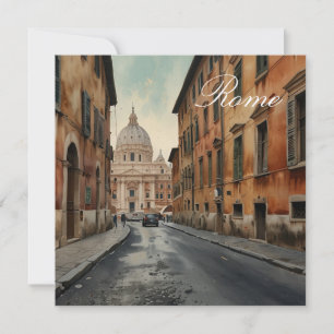 Carte Style Vintage Rome Voyage Aquarelle Italienne